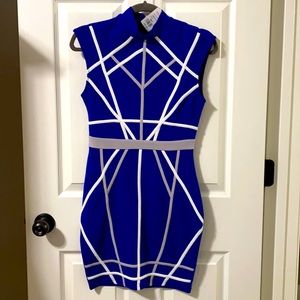 *NWT* Royal Blue, Grey & White Statement Dress | Size M